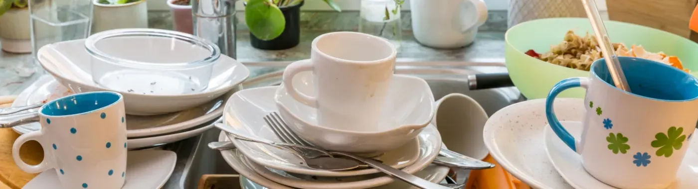 dirty dishes in sink